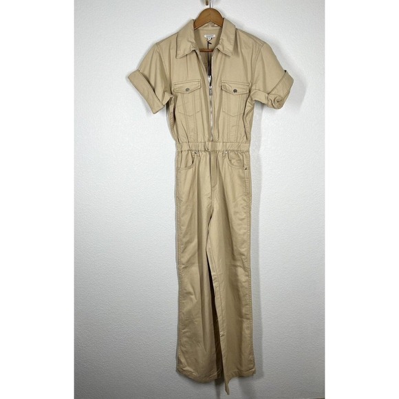 WeWoreWhat Flight Suit Small S Khaki Jumpsuit One Piece Short Sleeves New $228 - Picture 1 of 5